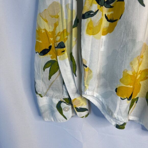 Ann Taylor Factory Petite White Yellow Floral Button Front Shirt Size XXSP - Picture 5 of 8
